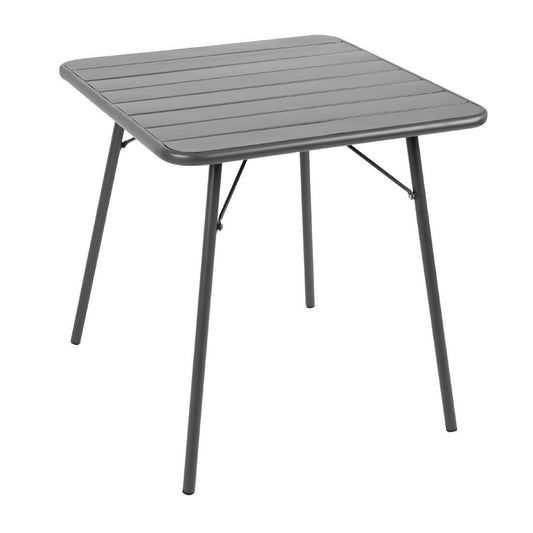 Bolero Square Slatted Steel Table Grey 700mm • PAS-CS730