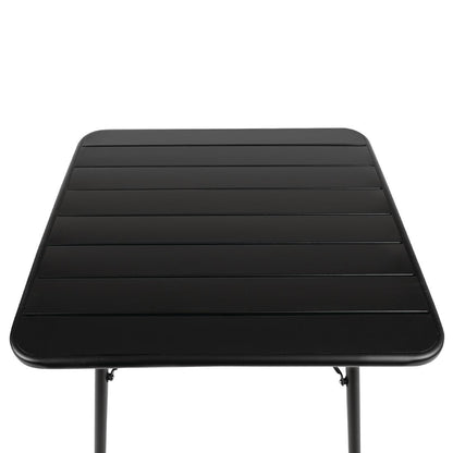 Bolero Square Slatted Steel Table Black 700mm • PAS-CS731