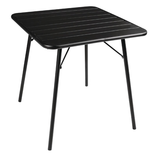 Bolero Square Slatted Steel Table Black 700mm • PAS-CS731