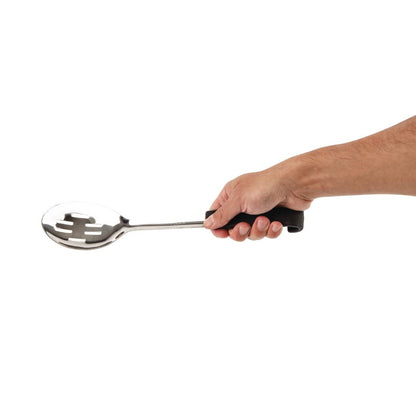 Vogue Slotted Serving Spoon Black Handle 340mm • PAS-CS911
