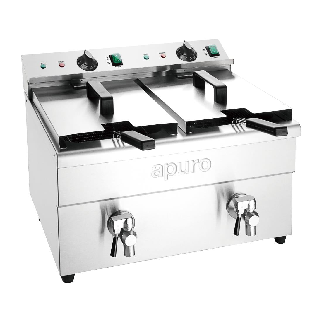 Apuro Twin Tank Induction Fryer - 2x7.5Ltr - 2x3kW (2x3kW. Oil Capacity 2x 7.5Ltr) • PAS-CT012-A