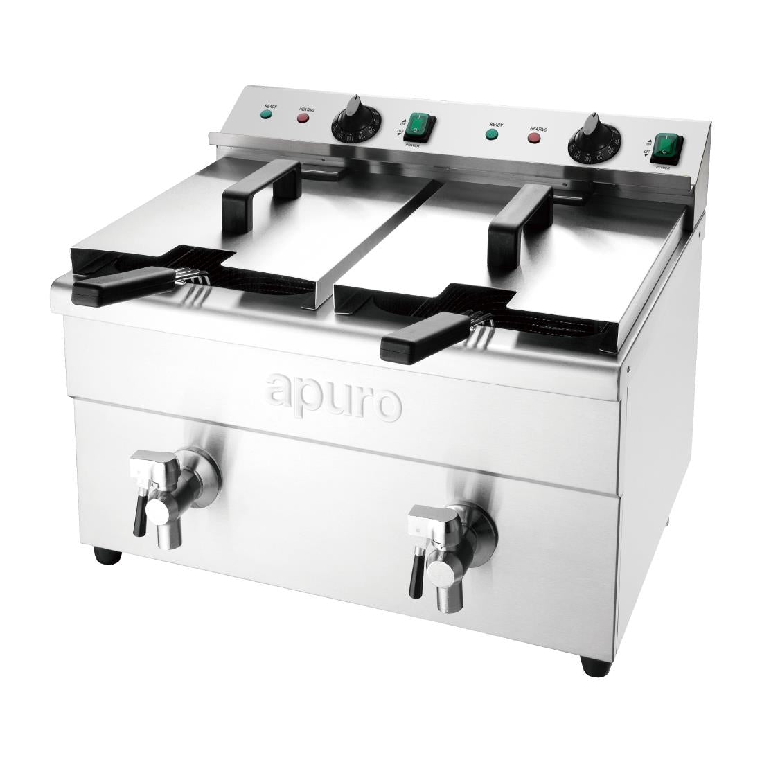 Apuro Twin Tank Induction Fryer - 2x7.5Ltr - 2x3kW (2x3kW. Oil Capacity 2x 7.5Ltr) • PAS-CT012-A