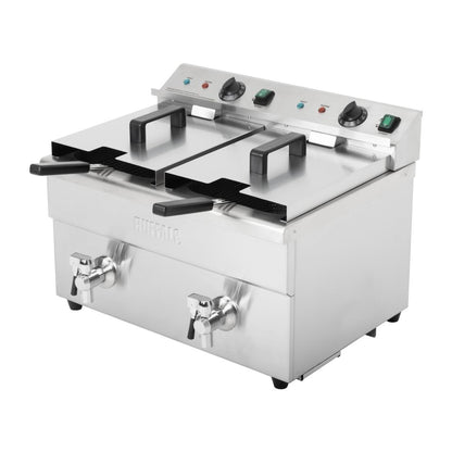 Apuro Twin Tank Induction Fryer - 2x7.5Ltr - 2x3kW (2x3kW. Oil Capacity 2x 7.5Ltr) • PAS-CT012-A