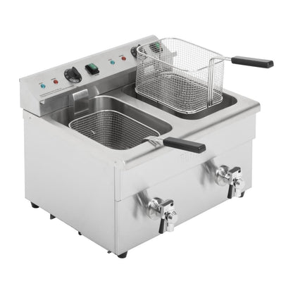 Apuro Twin Tank Induction Fryer - 2x7.5Ltr - 2x3kW (2x3kW. Oil Capacity 2x 7.5Ltr) • PAS-CT012-A