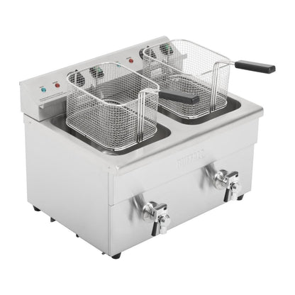 Apuro Twin Tank Induction Fryer - 2x7.5Ltr - 2x3kW (2x3kW. Oil Capacity 2x 7.5Ltr) • PAS-CT012-A