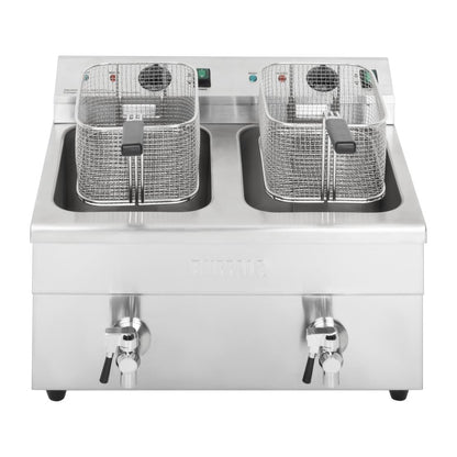 Apuro Twin Tank Induction Fryer - 2x7.5Ltr - 2x3kW (2x3kW. Oil Capacity 2x 7.5Ltr) • PAS-CT012-A