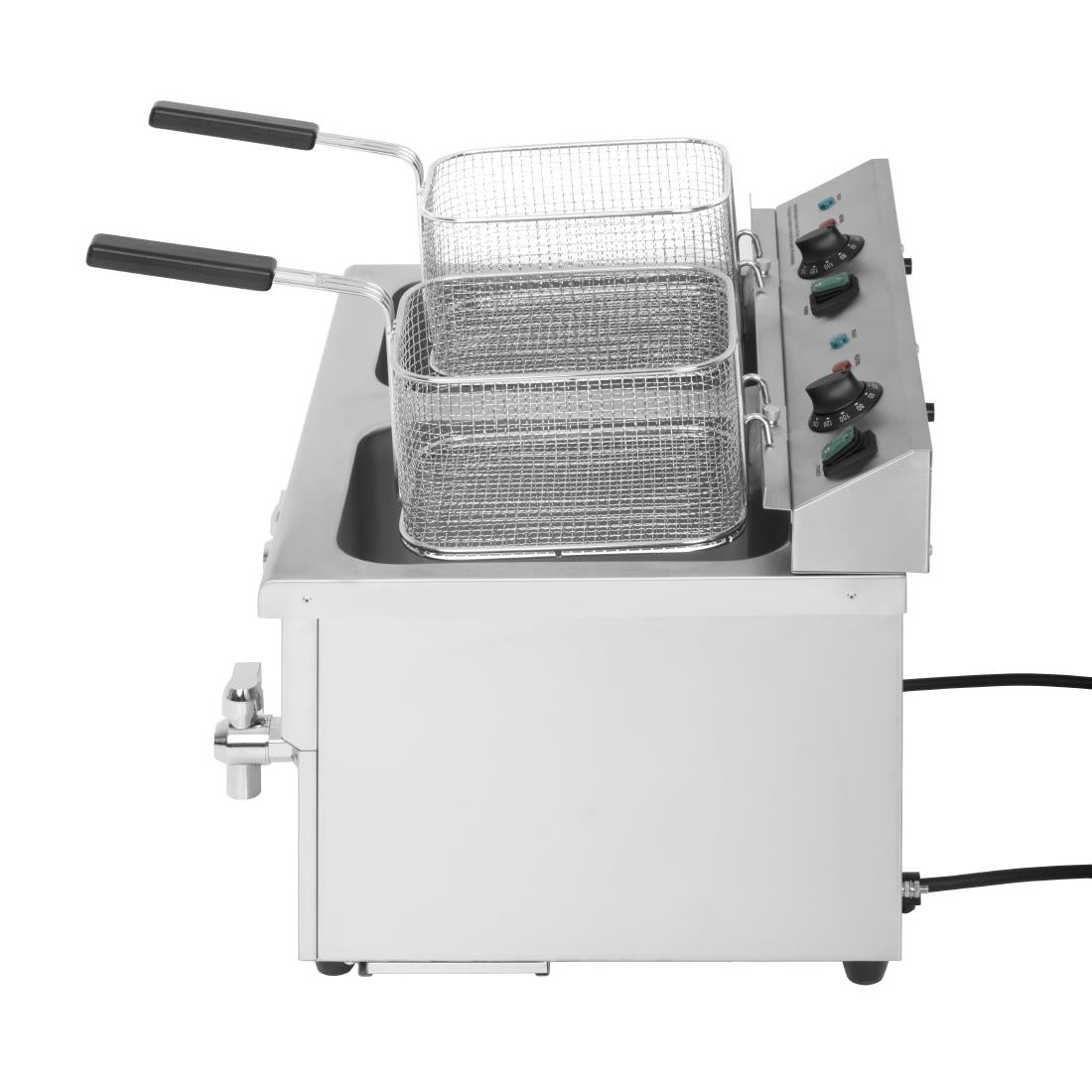Apuro Twin Tank Induction Fryer - 2x7.5Ltr - 2x3kW (2x3kW. Oil Capacity 2x 7.5Ltr) • PAS-CT012-A