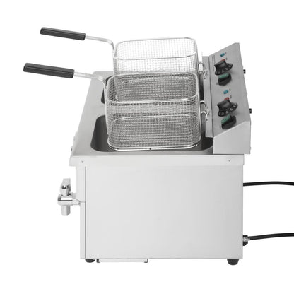 Apuro Twin Tank Induction Fryer - 2x7.5Ltr - 2x3kW (2x3kW. Oil Capacity 2x 7.5Ltr) • PAS-CT012-A