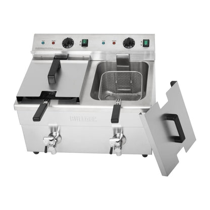 Apuro Twin Tank Induction Fryer - 2x7.5Ltr - 2x3kW (2x3kW. Oil Capacity 2x 7.5Ltr) • PAS-CT012-A