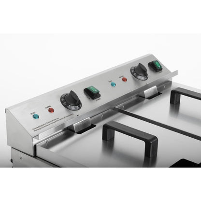 Apuro Twin Tank Induction Fryer - 2x7.5Ltr - 2x3kW (2x3kW. Oil Capacity 2x 7.5Ltr) • PAS-CT012-A
