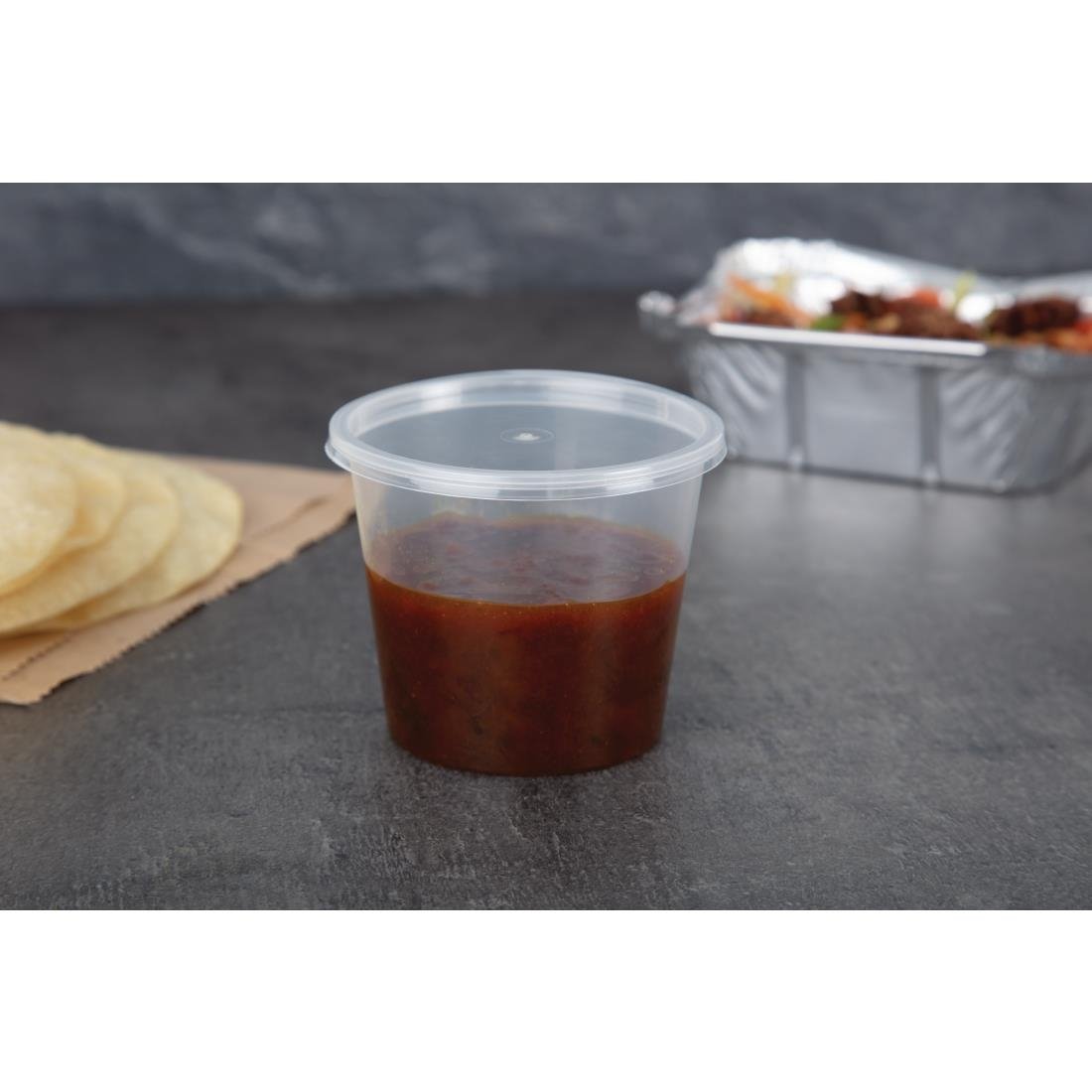 Fiesta Recyclable Plastic Microwavable Deli Pots 150ml / 5.25oz (Pack of 100) • PAS-CT083