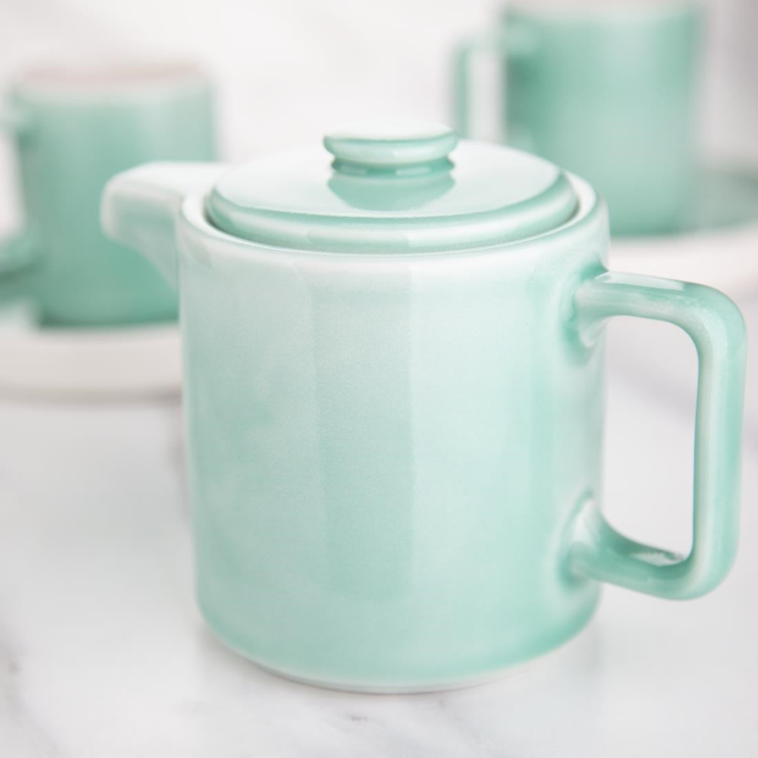 Olympia Fondant Tea Pot Mint - 450ml 15 1/5fl oz (2 Pack) (92(Ø)x110(H)mm. Pack Quantity: 2) • PAS-CU439
