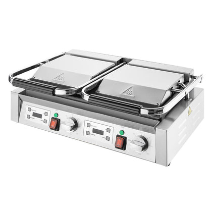 Apuro Double Contact Grill Flat Base Ribbed Top Plate • PAS-CU612-A