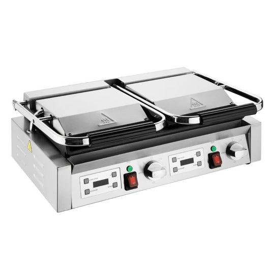 Apuro Double Contact Grill Flat Base Ribbed Top Plate • PAS-CU612-A
