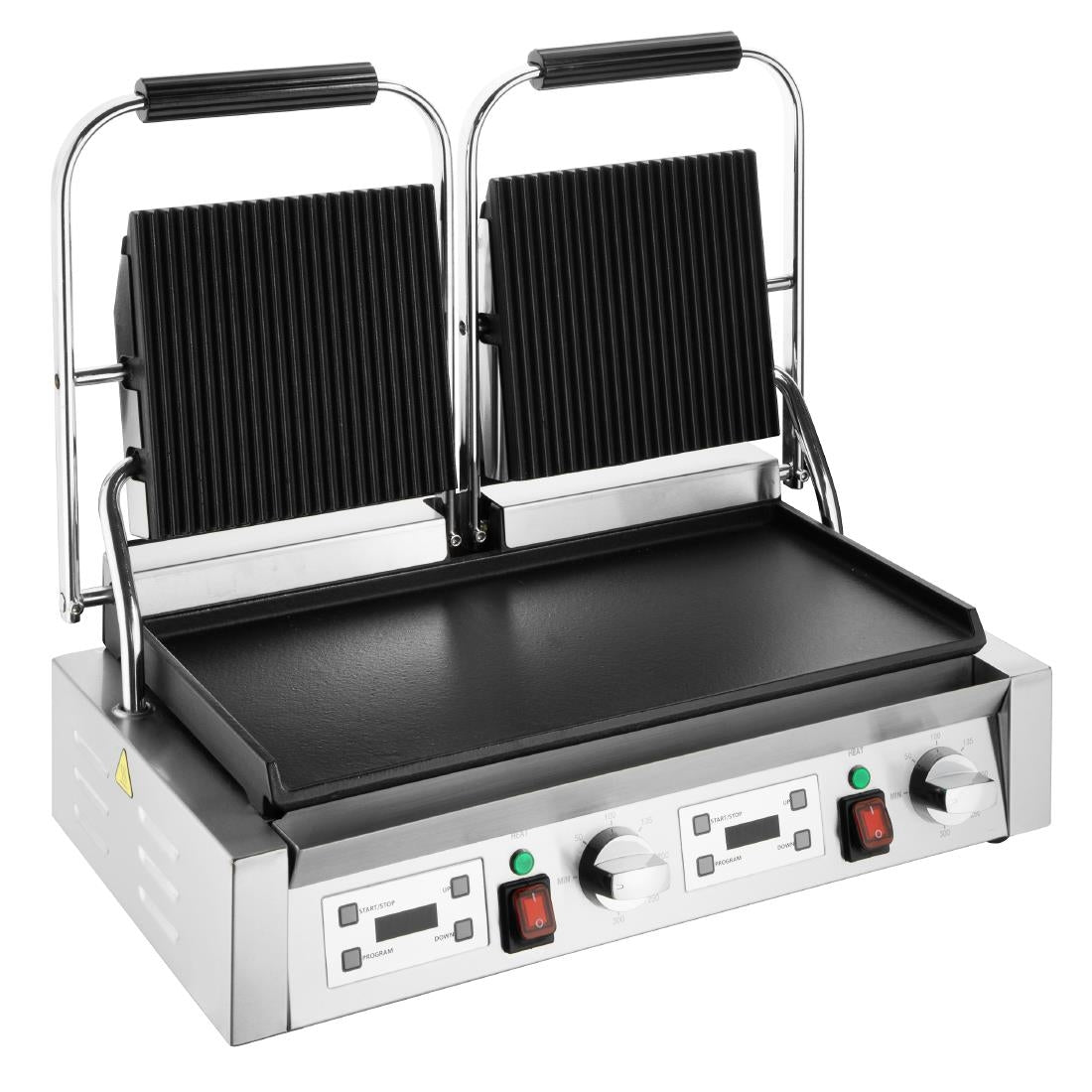 Apuro Double Contact Grill Flat Base Ribbed Top Plate • PAS-CU612-A