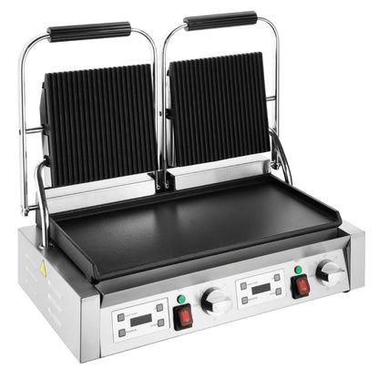 Apuro Double Contact Grill Flat Base Ribbed Top Plate • PAS-CU612-A