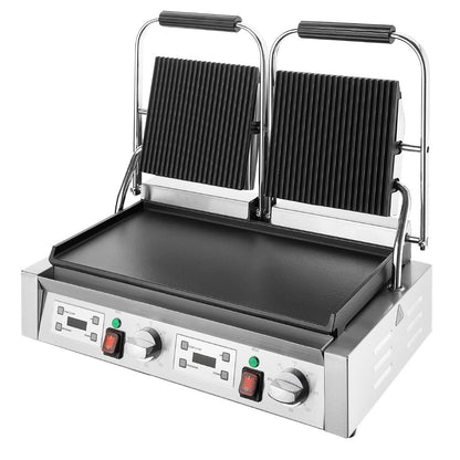 Apuro Double Contact Grill Flat Base Ribbed Top Plate • PAS-CU612-A