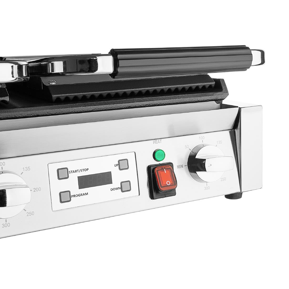 Apuro Double Contact Grill Flat Base Ribbed Top Plate • PAS-CU612-A