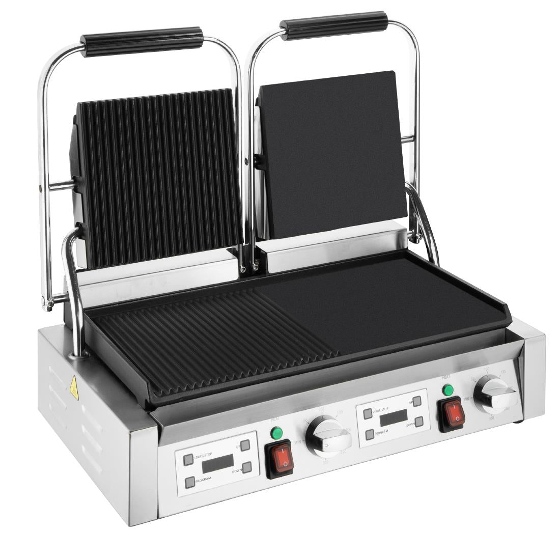 Apuro Double Half Ribbed Contact Grill • PAS-CU613-A