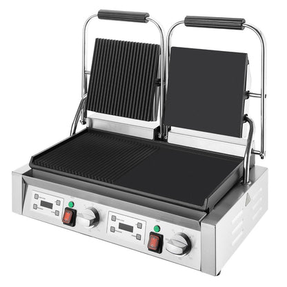 Apuro Double Half Ribbed Contact Grill • PAS-CU613-A