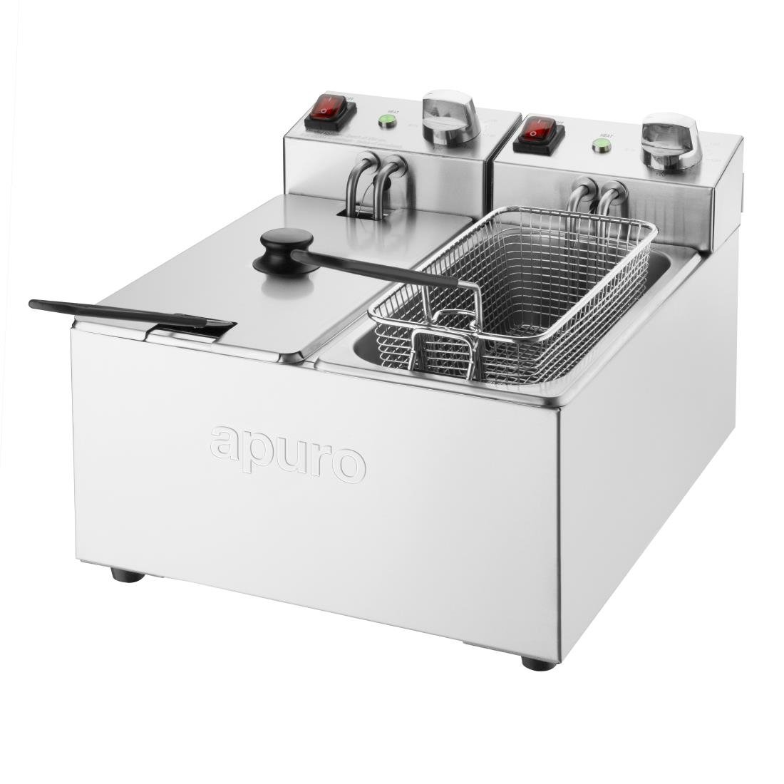 Apuro Twin Tank Twin Basket 2x3Ltr Countertop Fryer 2x2kW • PAS-CU615-A