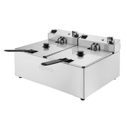 Apuro Twin Tank Fryer 2x5Ltr (2x2.8kW. Oil Capacity:2x5Ltr) • PAS-CU619-A