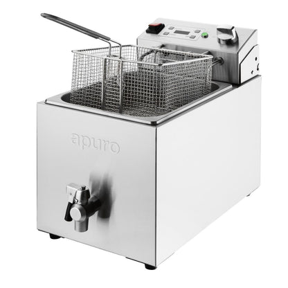 Apuro Single Tank Electric Fryer with Timer 8Ltr • PAS-CU620-A