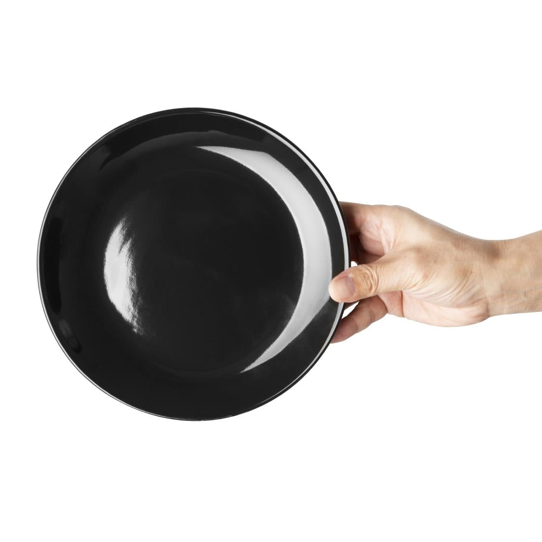 Olympia Cafe Coupe Plate Black - 205mm 8" (12 Pack) (205(Ø)mm | Box of 12) • PAS-CU950