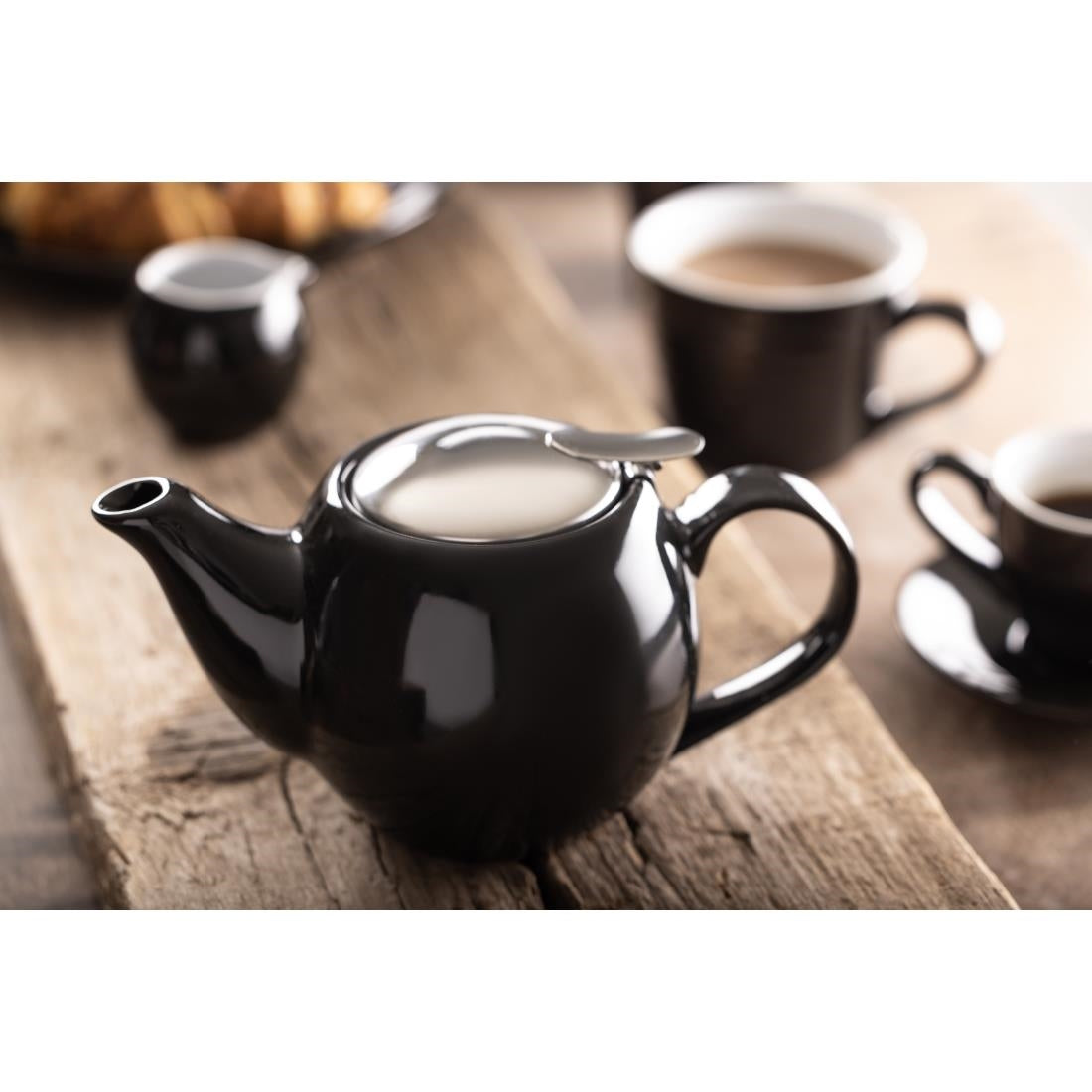 Olympia Cafe Teapot Black - 510ml 18fl oz (Box 1) • PAS-CU958