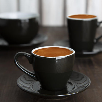 Olympia Cafe Espresso Cup Black - 100ml 3.38fl oz (12 Pack) (100ml/4oz. Pack quantity: 12) • PAS-CU952