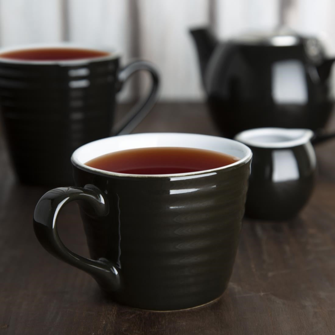 Olympia Cafe Aroma Mug Black - 230ml 8fl oz (6 Pack) (230ml / 7.7oz | Pack quantity: 6) • PAS-CU960