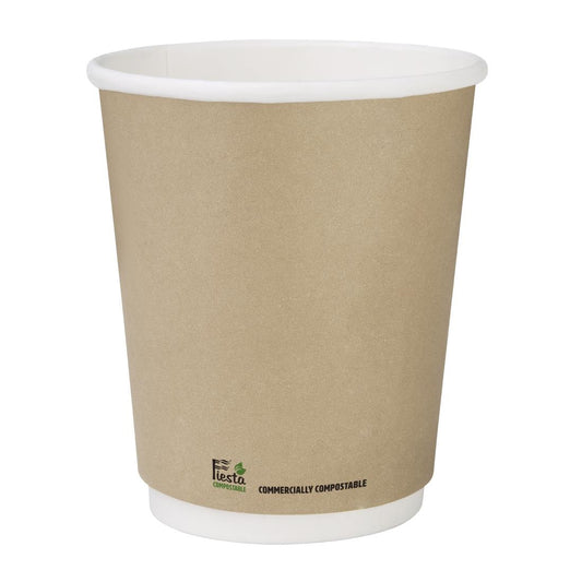 Fiesta Compostable Hot Cup Double Wall Kind Kraft 225ml (500 Pack) (225ml | Pack of 500) • PAS-CU984