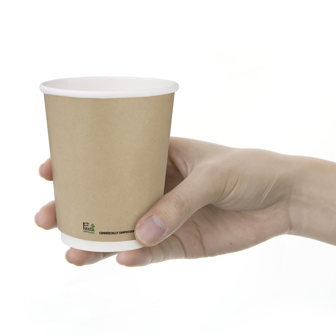 Fiesta Compostable Hot Cup Double Wall Kind Kraft 225ml (500 Pack) (225ml | Pack of 500) • PAS-CU984