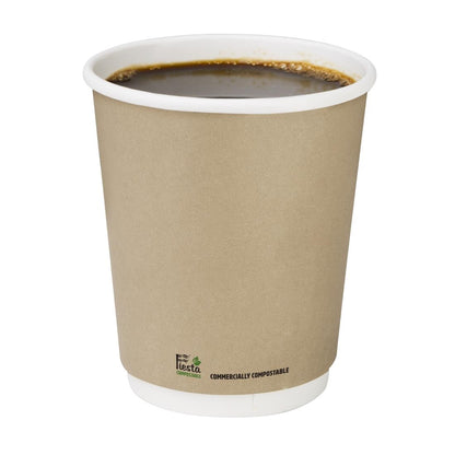 Fiesta Compostable Hot Cup Double Wall Kind Kraft 225ml (500 Pack) (225ml | Pack of 500) • PAS-CU984