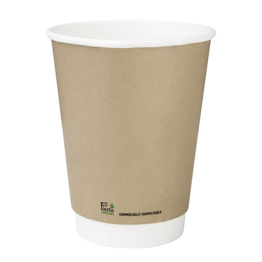 Fiesta Compostable Coffee Cups Double Wall 340ml (25 Pack) (340ml | Pack Quantity: 25) • PAS-CU987