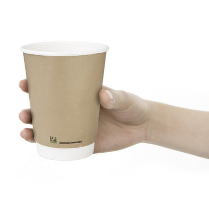 Fiesta Compostable Coffee Cups Double Wall 340ml (25 Pack) (340ml | Pack Quantity: 25) • PAS-CU987