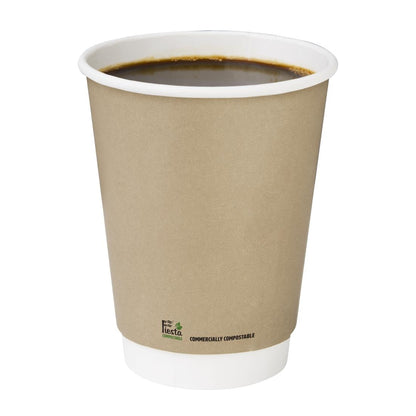 Fiesta Compostable Coffee Cups Double Wall 340ml (25 Pack) (340ml | Pack Quantity: 25) • PAS-CU987