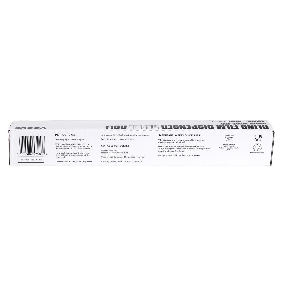 Vogue Cling Film 300m fits Wrap450 Dispenser (3 Pack) • PAS-CW203