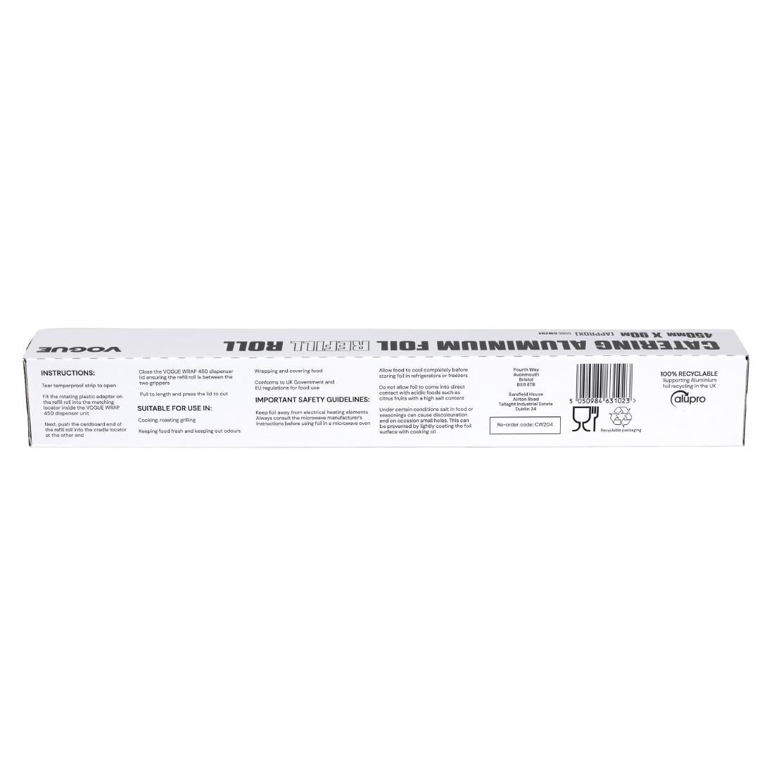 "Vogue Aluminium Foil 90m fits Wrap450 Dispenser (3 Pack)" • PAS-CW204