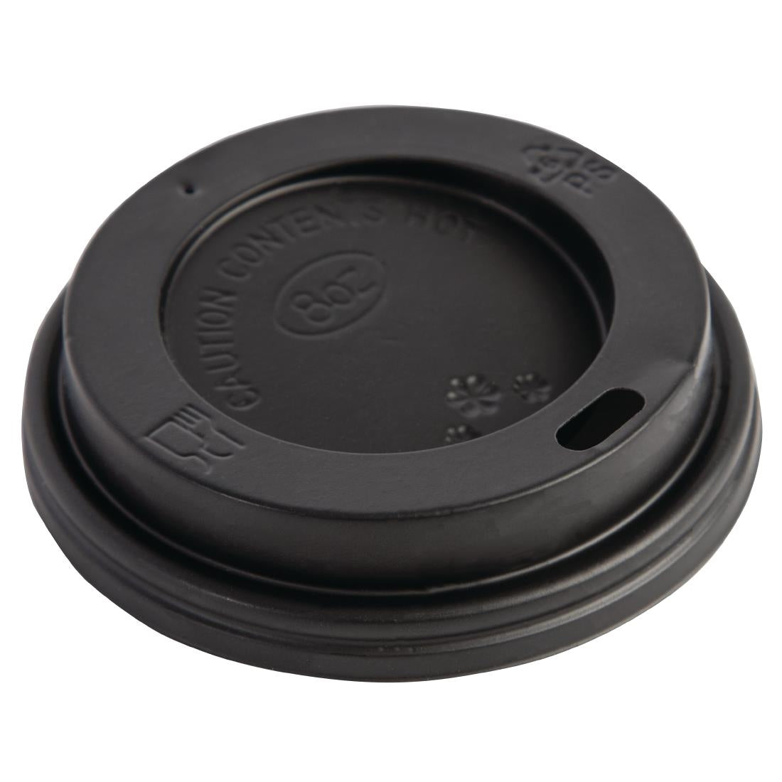 Fiesta Recyclable Lid For Hot Cups Black 225ml (50 Pack) (Pack Quantity: 50 | For 225ml cups) • PAS-CW715
