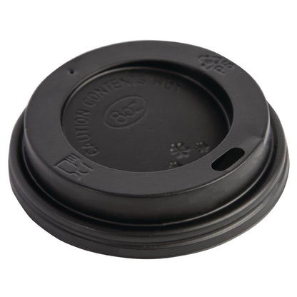 Fiesta Recyclable Lid For Hot Cups Black 225ml (50 Pack) (Pack Quantity: 50 | For 225ml cups) • PAS-CW715