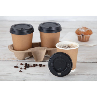 Fiesta Recyclable Lid For Hot Cups Black 225ml (50 Pack) (Pack Quantity: 50 | For 225ml cups) • PAS-CW715