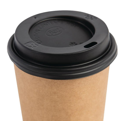 Fiesta Recyclable Coffee Cup Lids Black 225ml (Pack of 50) • PAS-CW715