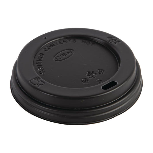 Fiesta Recyclable Coffee Cup Lids Black 340ml and 455ml (Pack of 50) • PAS-CW717