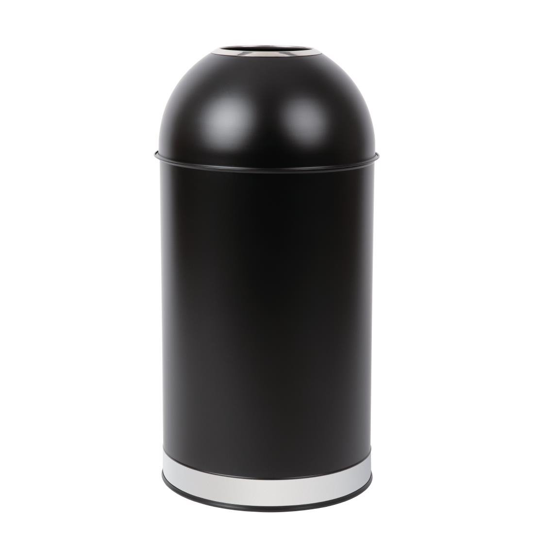 Bolero Stainless Steel Open Lid Bullet Bin Black 40 Litre • PAS-CW954