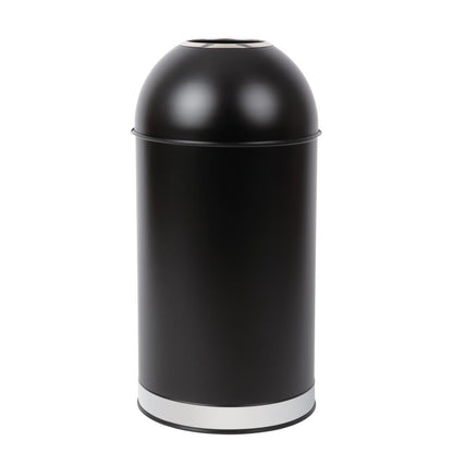 Bolero Bullet Bin with Open Top Lid Black 40Ltr (Galvanised Inner Liner. Material: Stainless Steel & Powder Coated Steel. 720(H)x360(Ø)mm) • PAS-CW954