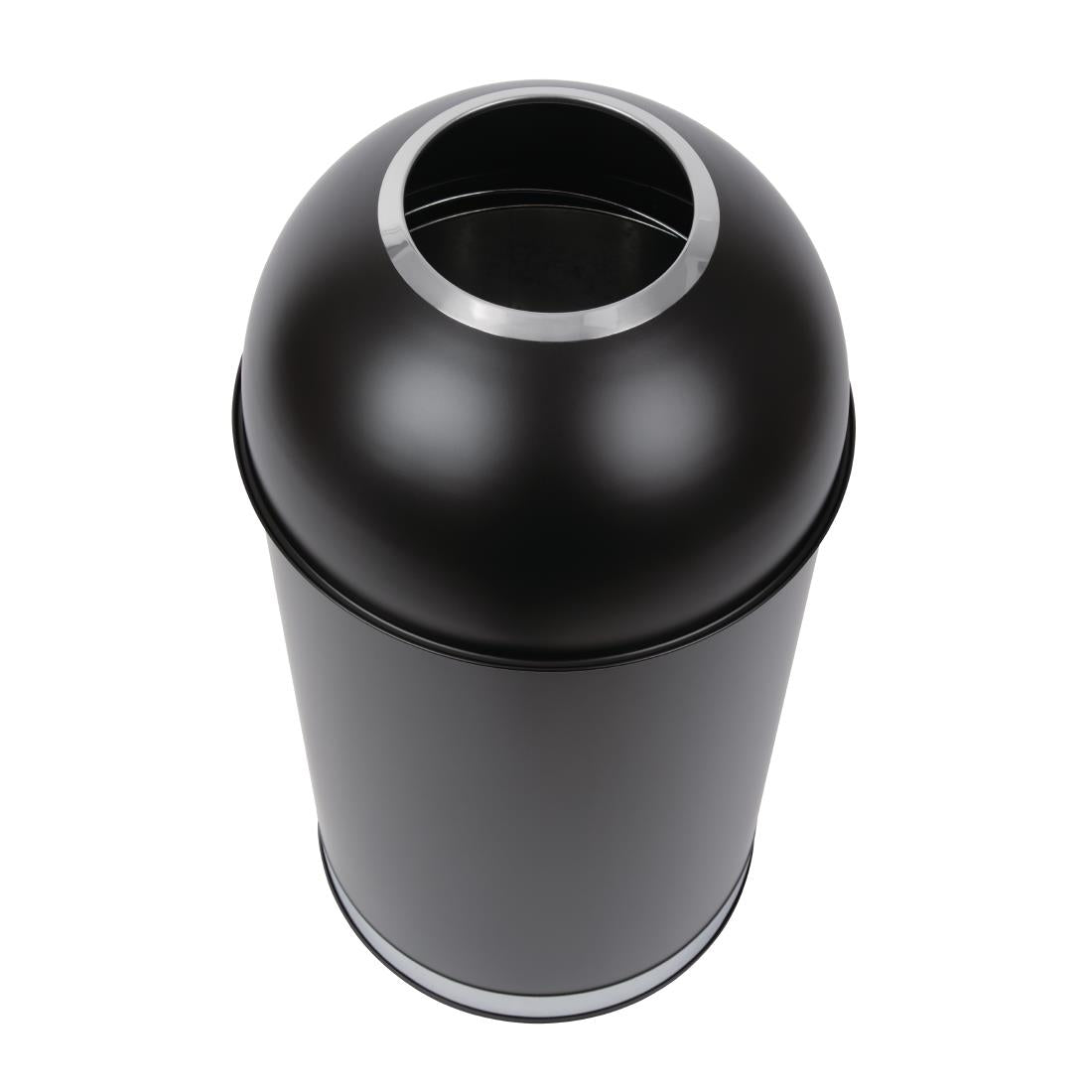 Bolero Stainless Steel Open Lid Bullet Bin Black 40 Litre • PAS-CW954