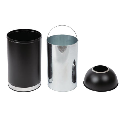 Bolero Stainless Steel Open Lid Bullet Bin Black 40 Litre • PAS-CW954