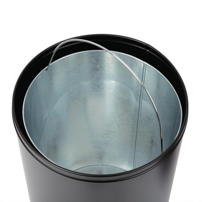 Bolero Bullet Bin with Open Top Lid Black 40Ltr (Galvanised Inner Liner. Material: Stainless Steel & Powder Coated Steel. 720(H)x360(Ø)mm) • PAS-CW954
