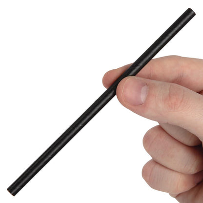 Fiesta Compostable Paper Cocktail Stirrer Straws Black (250 Pack) (Pack of 250) • PAS-CY080